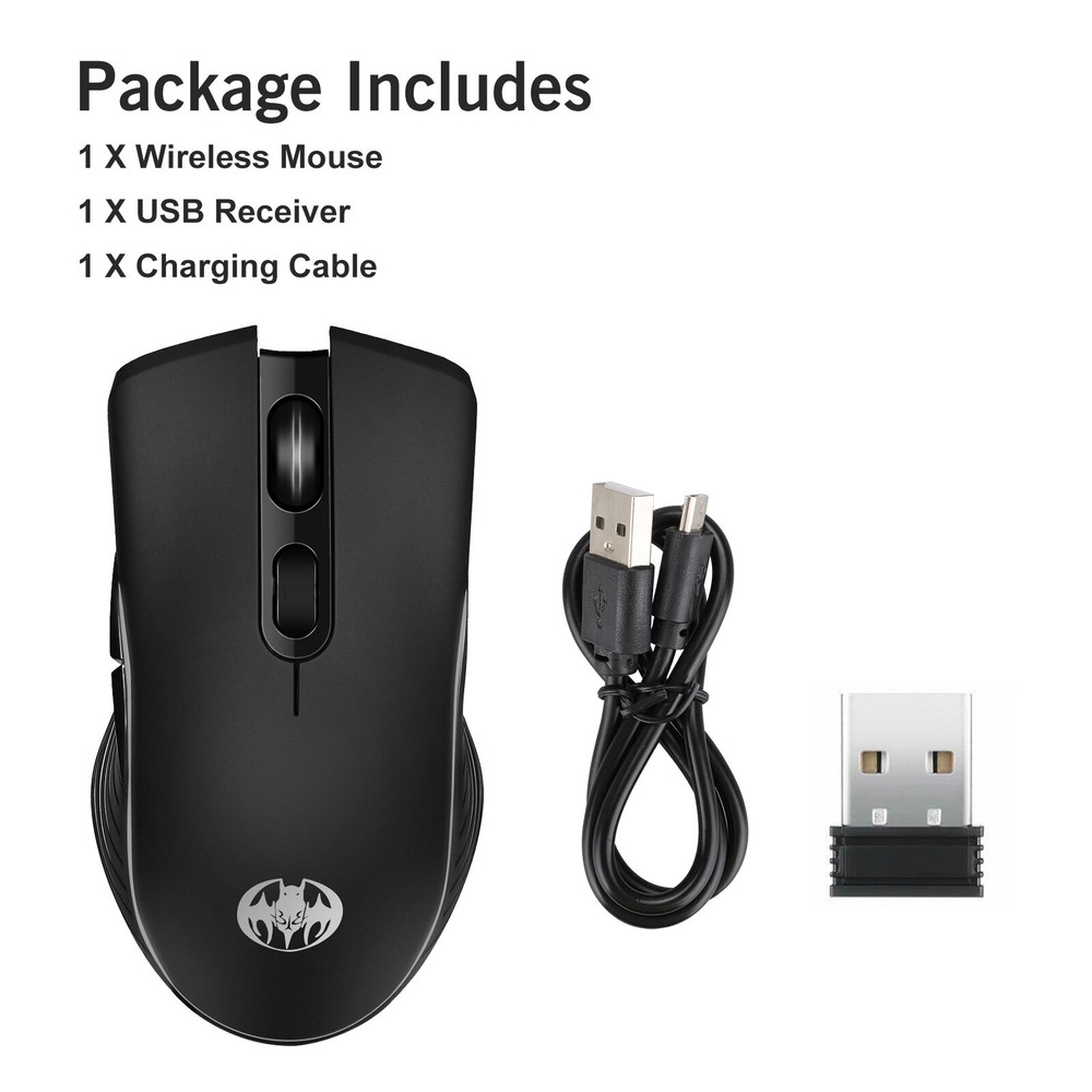 Gaming Mouse Wireless USB Rechargeable 7 Color LED Backlight Optical Mice for PC