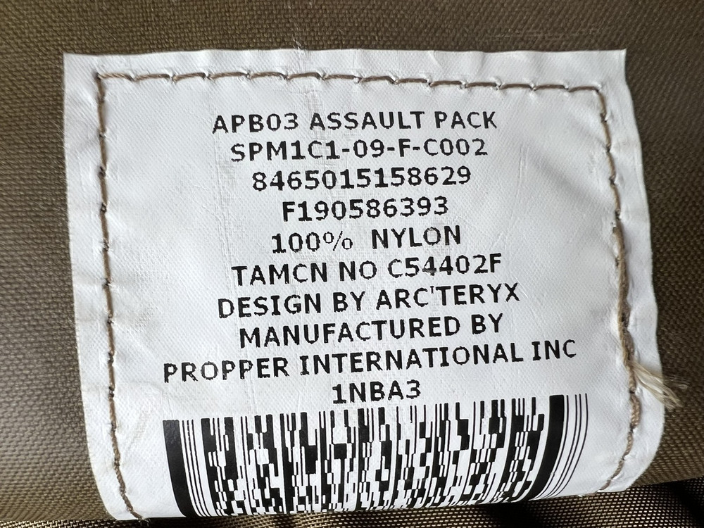 Propper APB03 Assault Pack Arcteryx Design Tactical Backpack Camo Nylon MOLLE