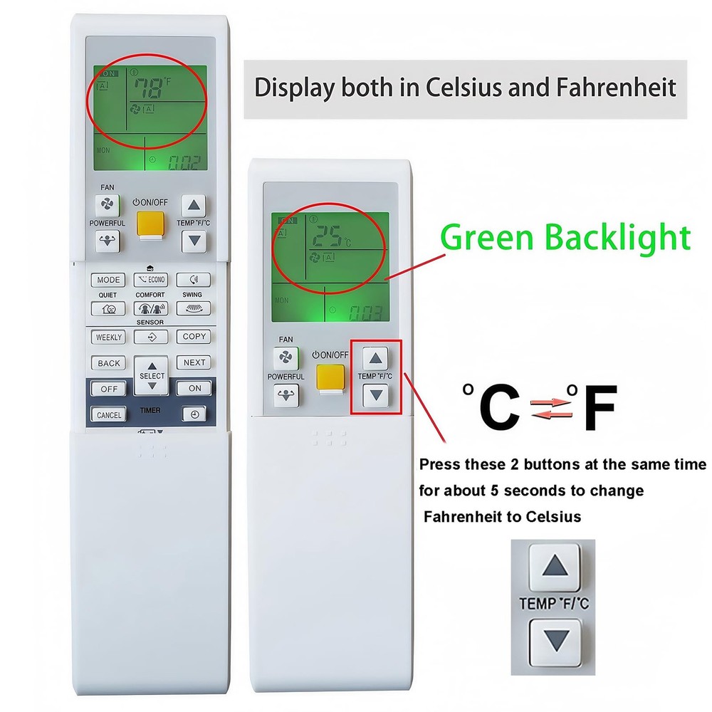 Universal Remote Control Compatible for Daikin ARC452A8 ARC452A9 ARC452A10 AR...
