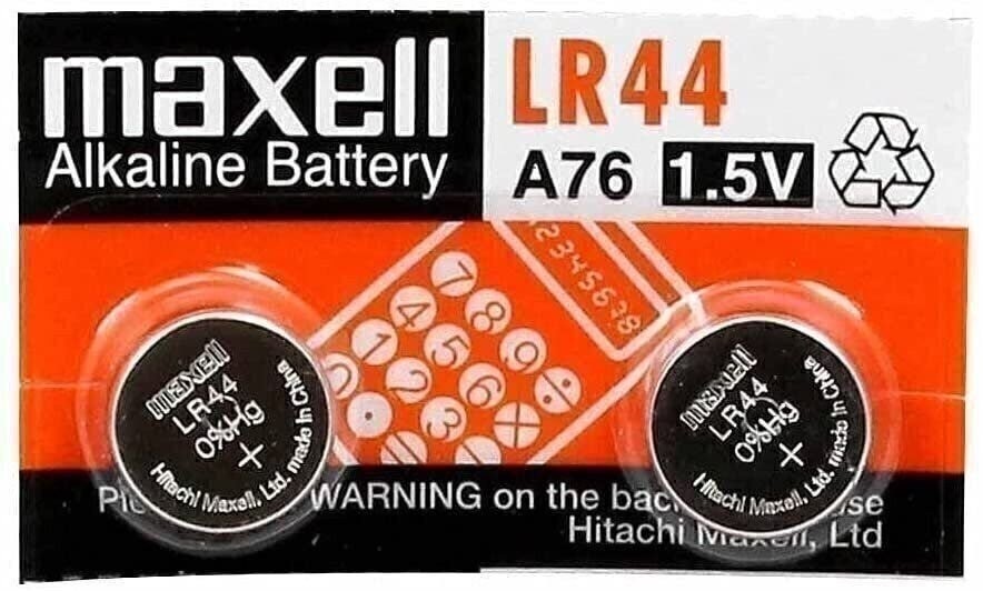 Maxell LR44 Alkaline 1.5V Battery, 2-Pack