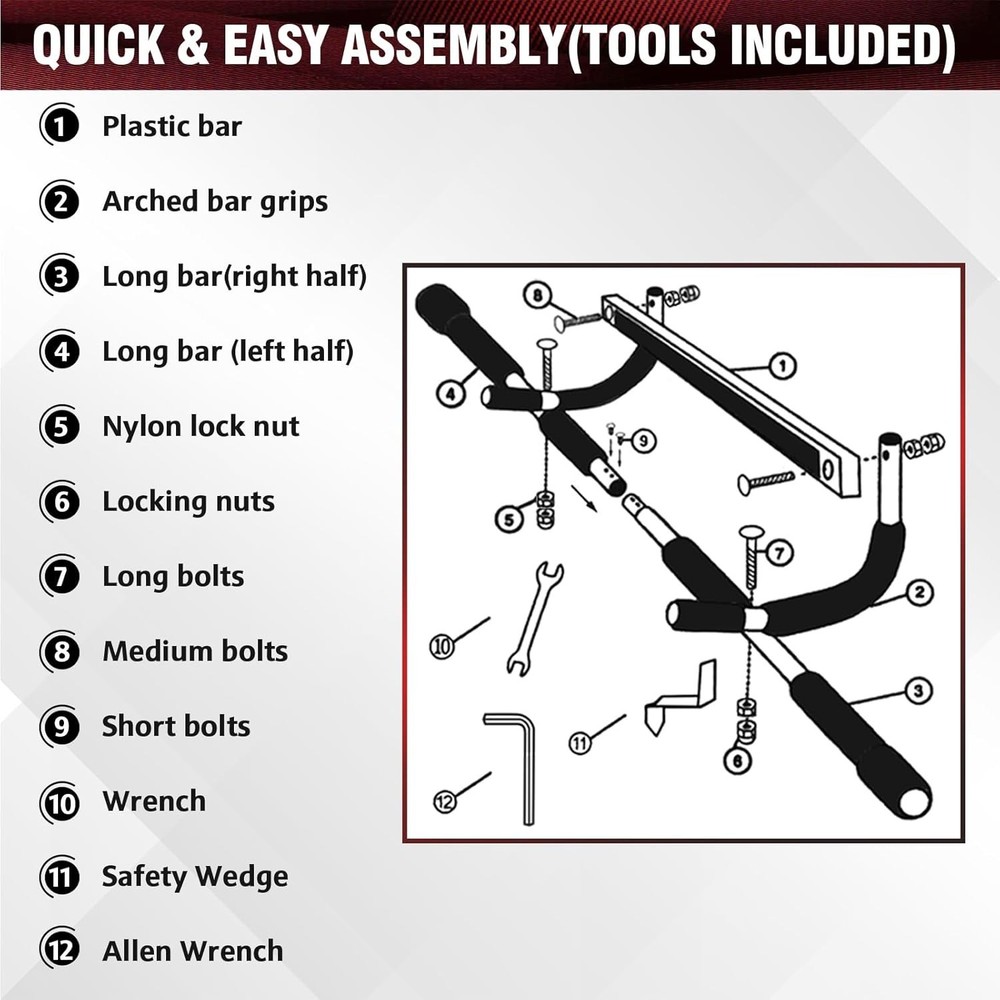 DOORWAY CHIN UP BAR PULL UP BAR SIT UP MULTI-FUNCTION HOME GYM