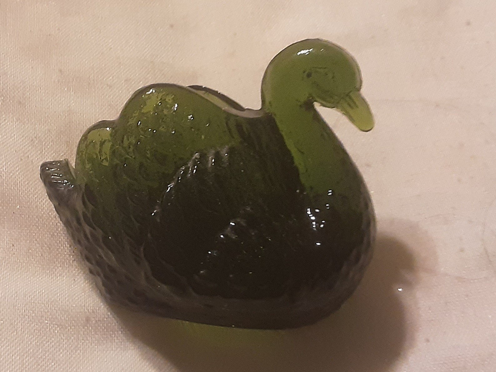 Vintage Deep Dark Green Glass Salt Cellar/Dip Swan