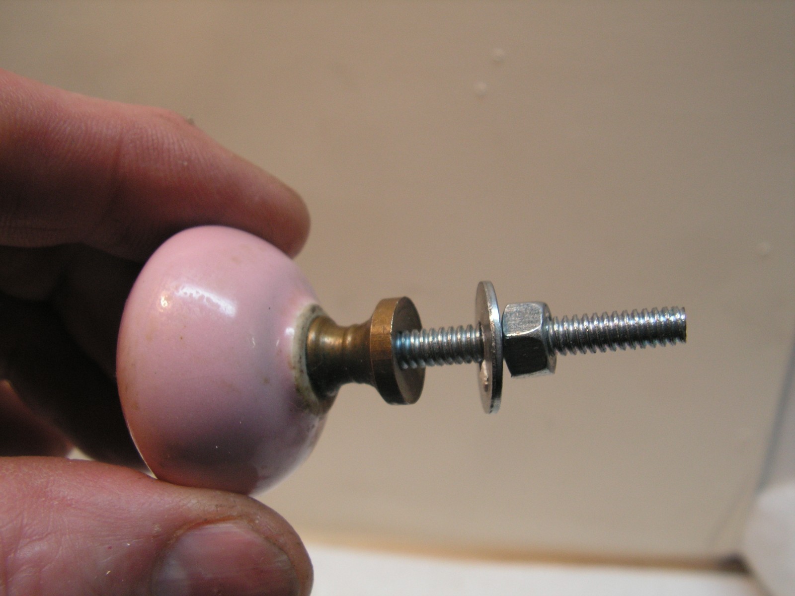 4 Vintage Porcelain Drawer Pull Handle PINK SPIRAL Cabinet Knobs NICE!