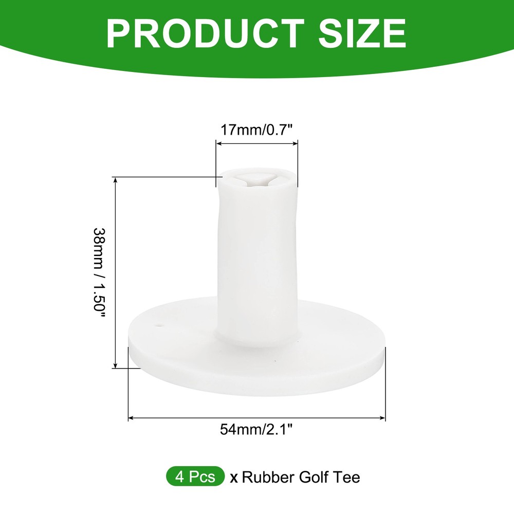 Rubber Golf Tee, 1.5Inch Golf Practice Tees Training Driving Range, White