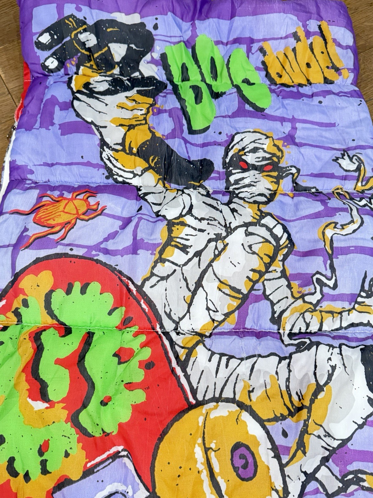 Vintage Goosebumps Skateboarding Mummy Sleeping Bag RL Stine Halloween 27x54