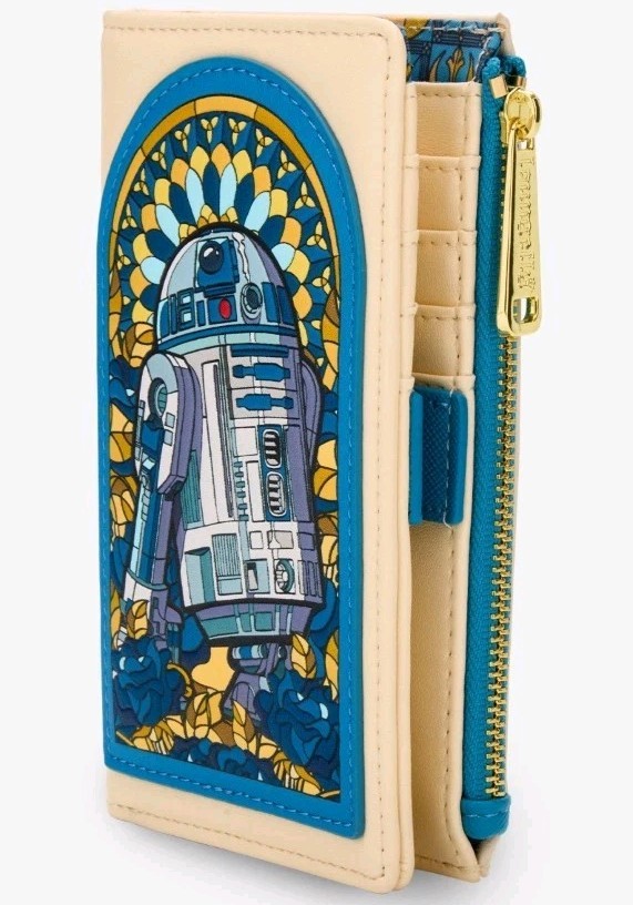 NEW! Loungefly Star Wars R2-D2 Stained Glass Portrait Mini Backpack & WALLET Set
