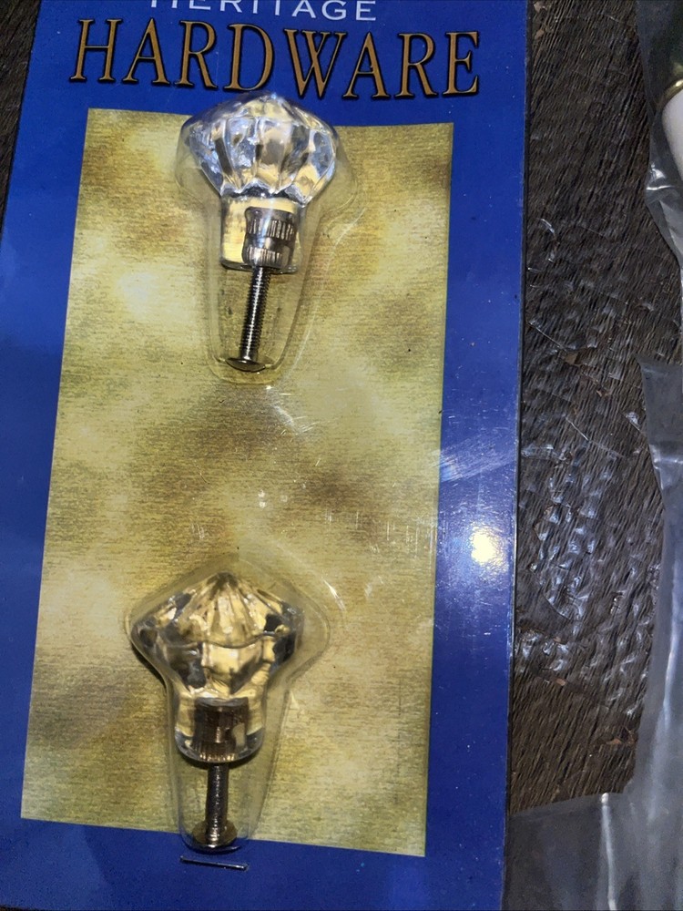 Glass Drawer Knobs/ Pulls. Heritage Hardware. 1.25” 1 Pair. 6 White/Brass 3”