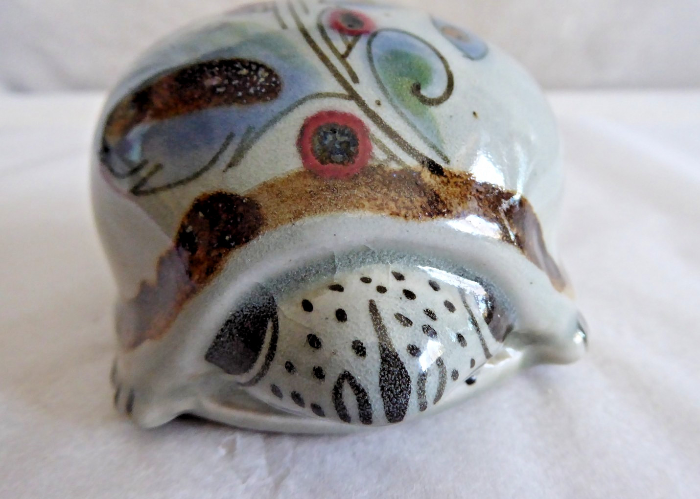 Fred & Barbara Meiers Vintage Hand Painted Ceramic Turtle Figurine Mexico KE 3.5