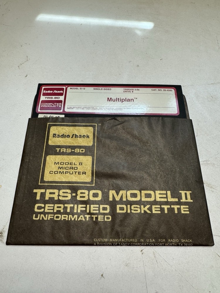radio shack trs-80 multiplan diskette software floppy