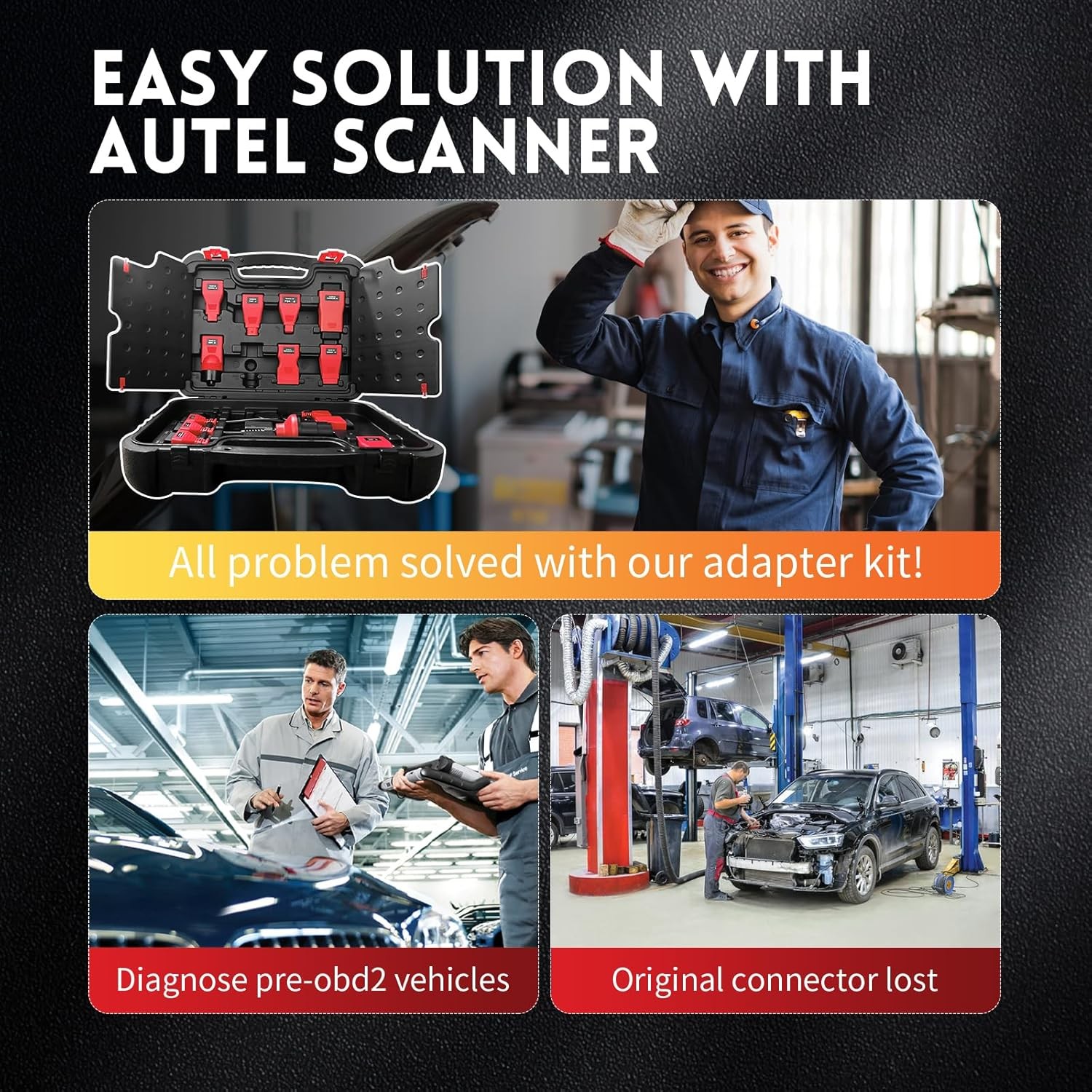 11pcs Autel OBD Adapter Kit With Blow-Molded Carrying Case for All Autel Scanner