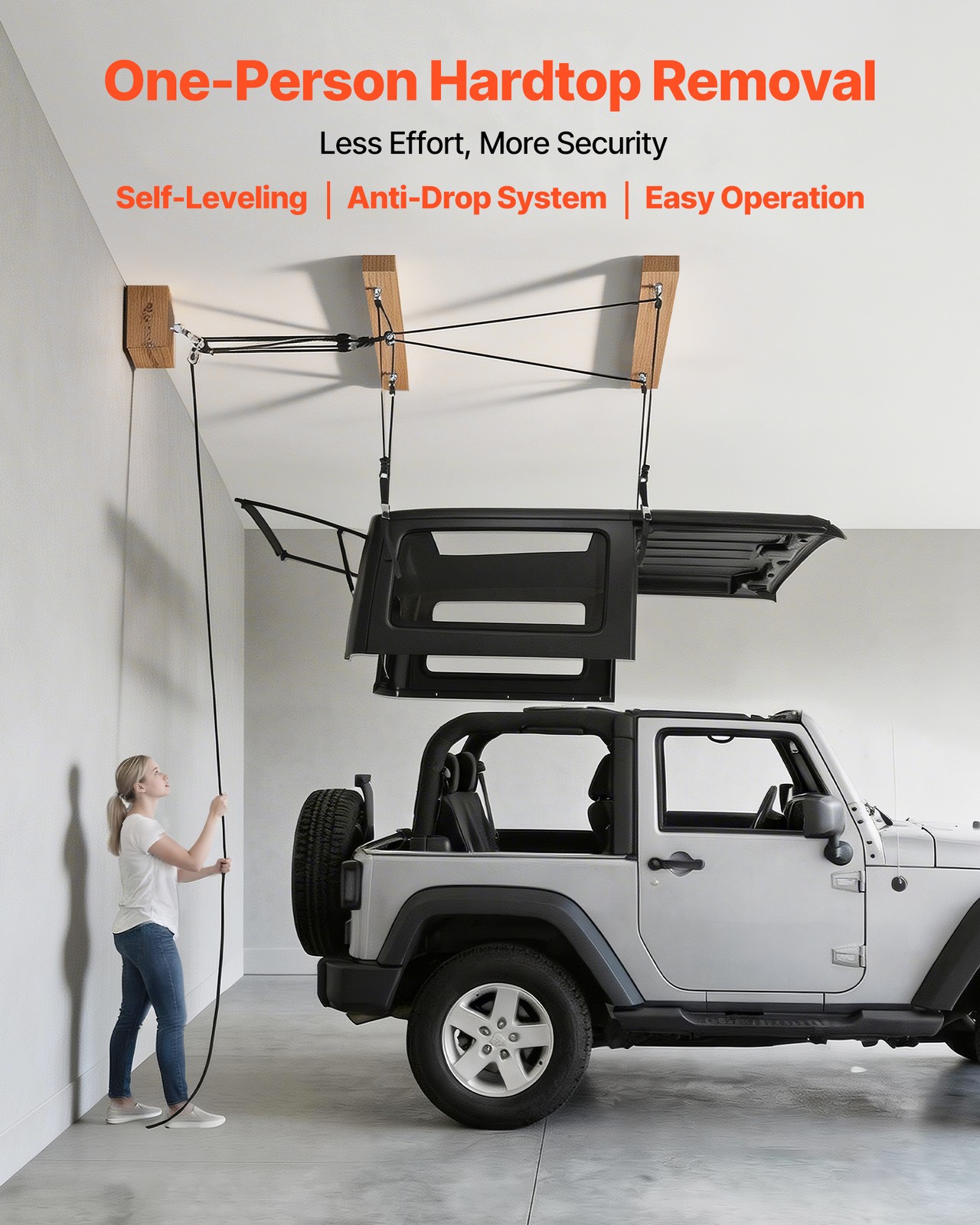 VEVOR Hard Top Remover Lift Hardtop Removal Roof Hoist Anti-Drop System for Jeep
