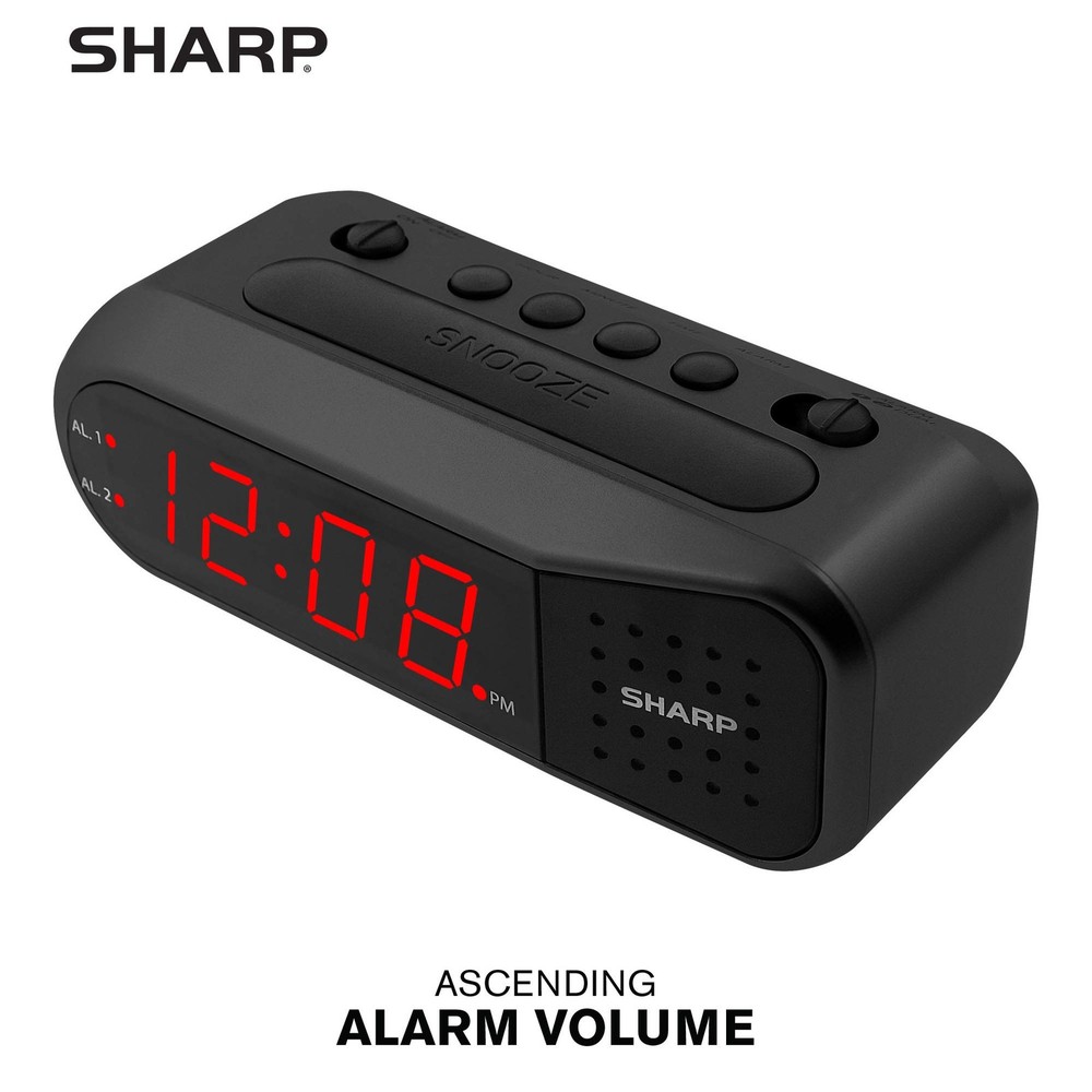 Sharp Easy-Set Digital Alarm Clock for Bedroom – Large Red LED Display, Ascen...