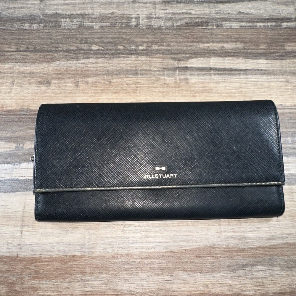 JILLSTUART Long Wallet Leather Black Plain Women's
