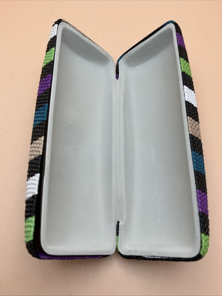 Multicolored Unbranded Beaded Stripped Hard Sunglass Case