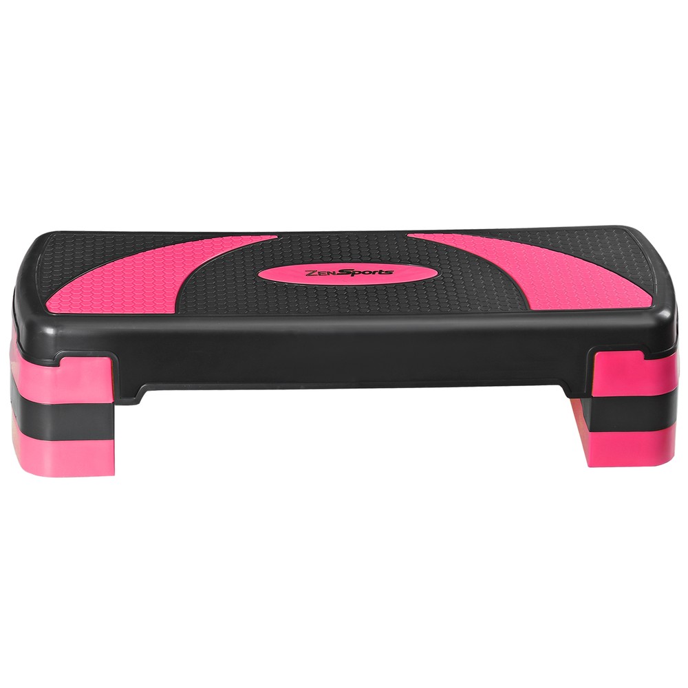 Step Aerobic Platform w/4 Stackable Riser Exercise Step Adjust 4"-6''-8'' Pink