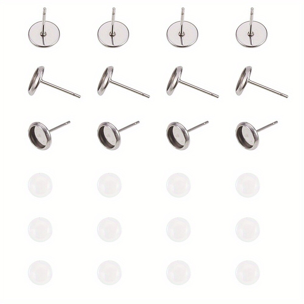 1box Earring Making with 304 Stainless Steel Stud Earring Components