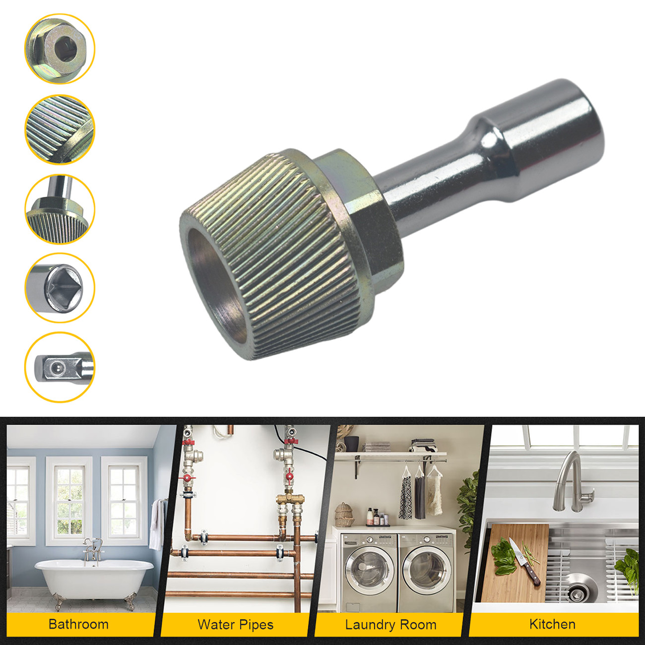 1.5'' Tub Drain Extractor with 1/2'' Socket Bathtub Remover Colourful Galvanized