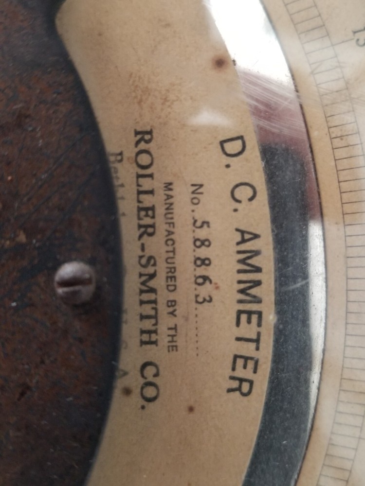 Roller Smith Direct Current Ammeter Meter USA Untested Steampunk Style