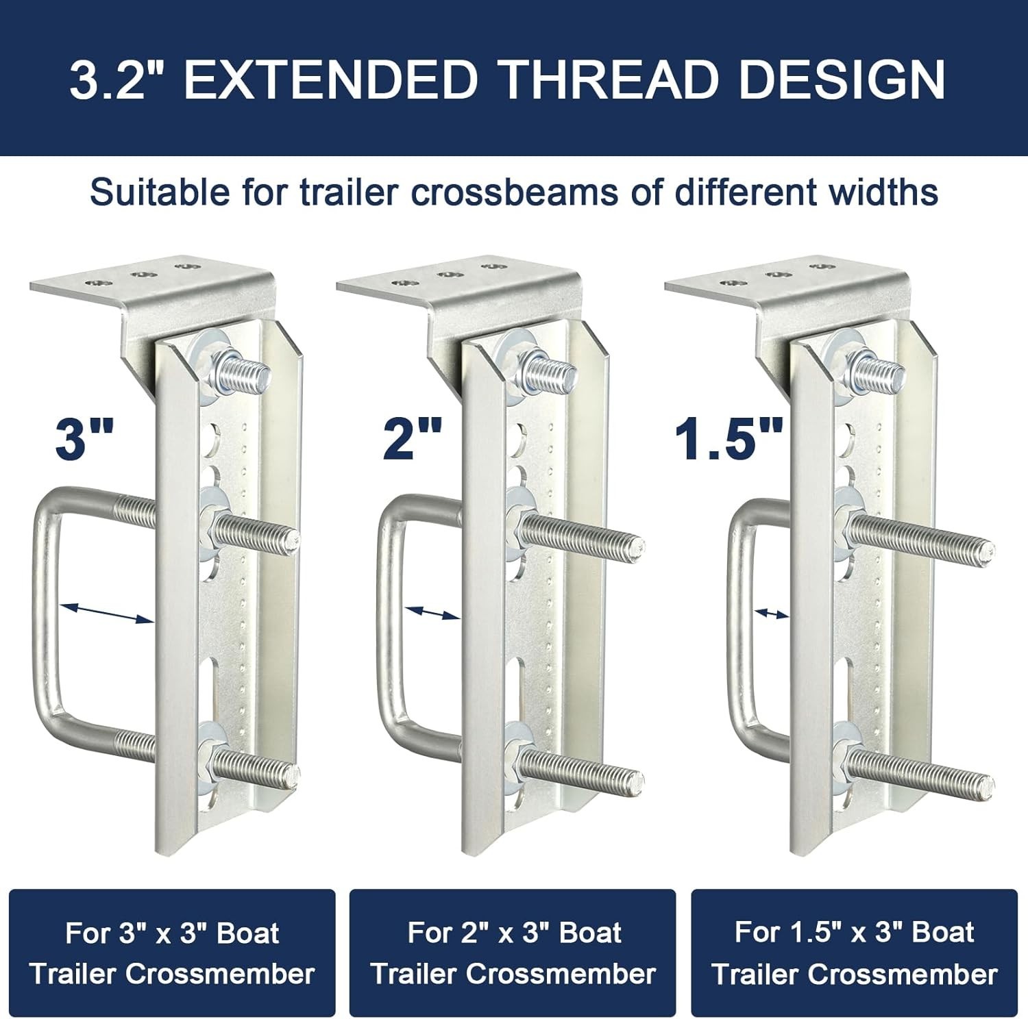 4PCS 8" Swivel Top Bunk Bracket Kit For 1.5x3, 2x3,3x3 Boat Trailer Crossmember