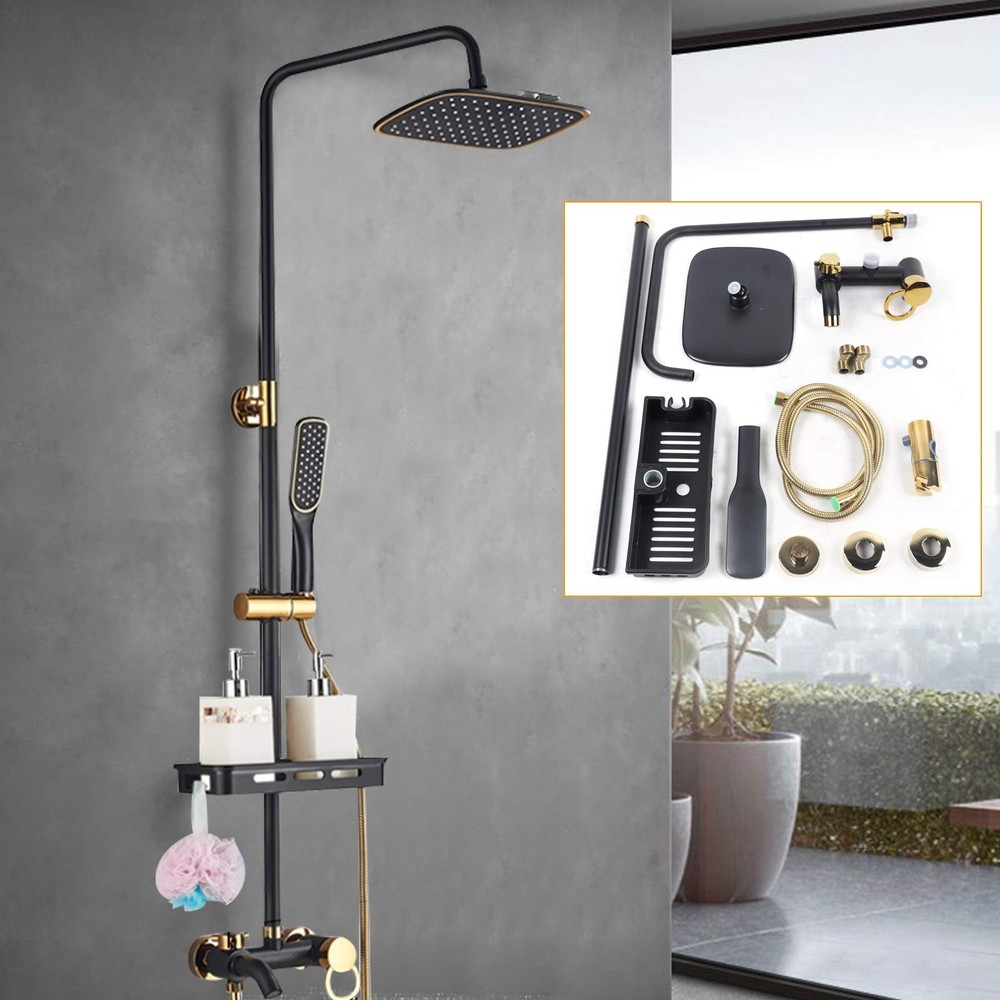 Exposed Shower Faucet System with Rain Head and 3-Function Fixture Set