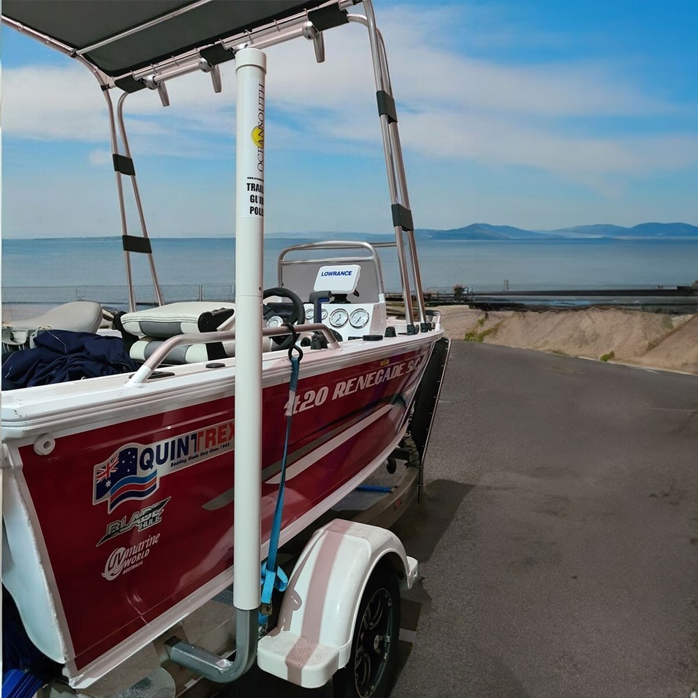 Oceansouth Galvanized Guide On Post Poles Pair for Rectangular Beam Trailer 75"