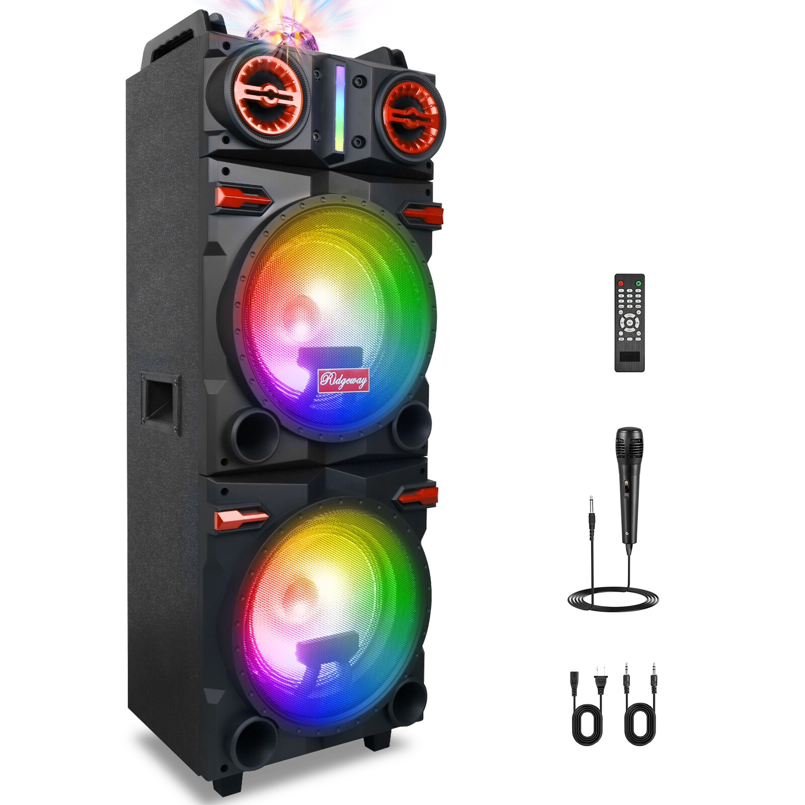 9000W Dual 10" Woofer Bluetooth Party Speaker - Rechargeable FM Karaoke DJ AUX