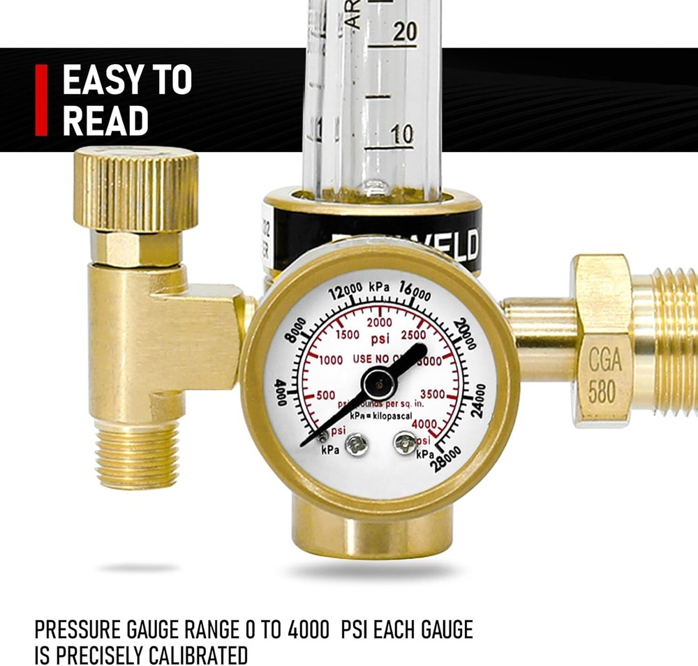 Versatile Argon/CO2 Gas Regulator with Adjustable Flow Rate – High-Quality Brass