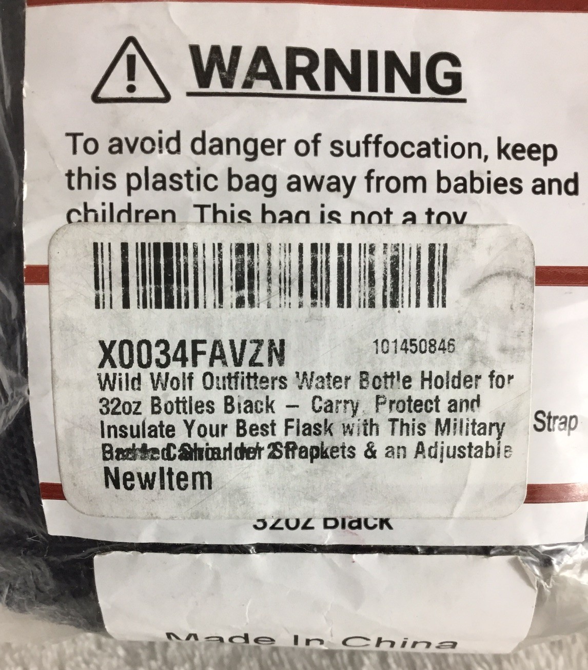 Wild Wolf Outfitters 32oz Water Bottle Holder Black Padded Shoulder Strap New!