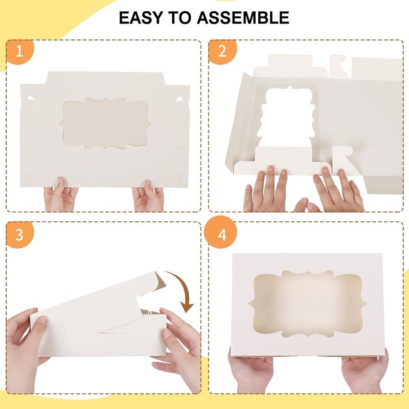 60 Pack Sturdy Cookie Boxes W/ Transparent Windows Bakery Gift Packaging New
