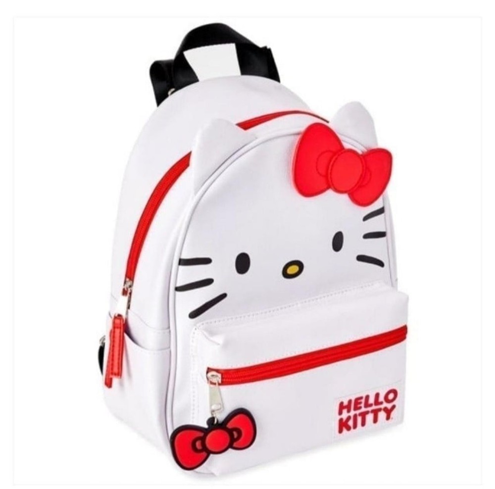 Hello Kitty Face White Mini Backpack Red bow New