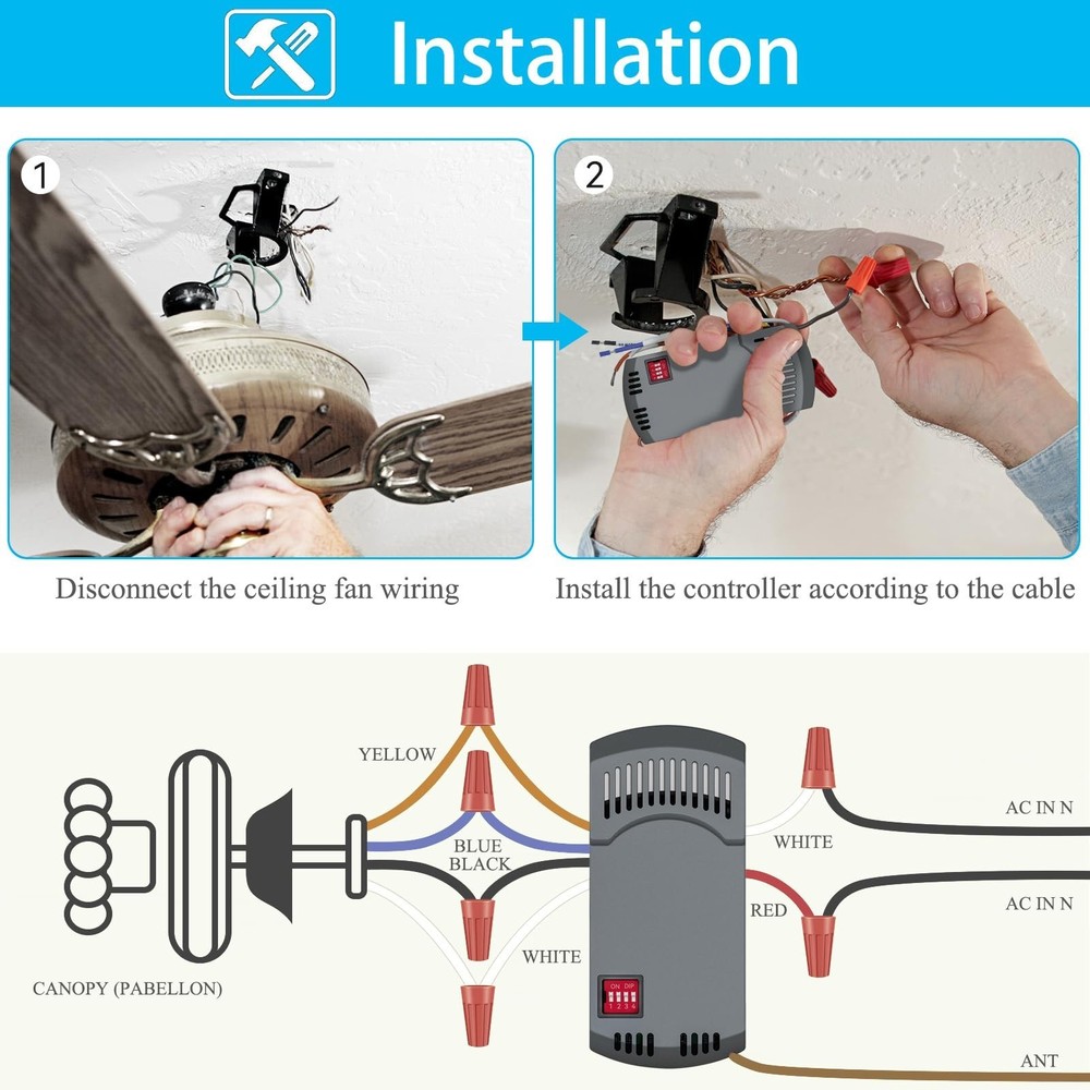 Ceiling Fan Remote Control Kit with Up Down Light, Replacement for Hampton Bay