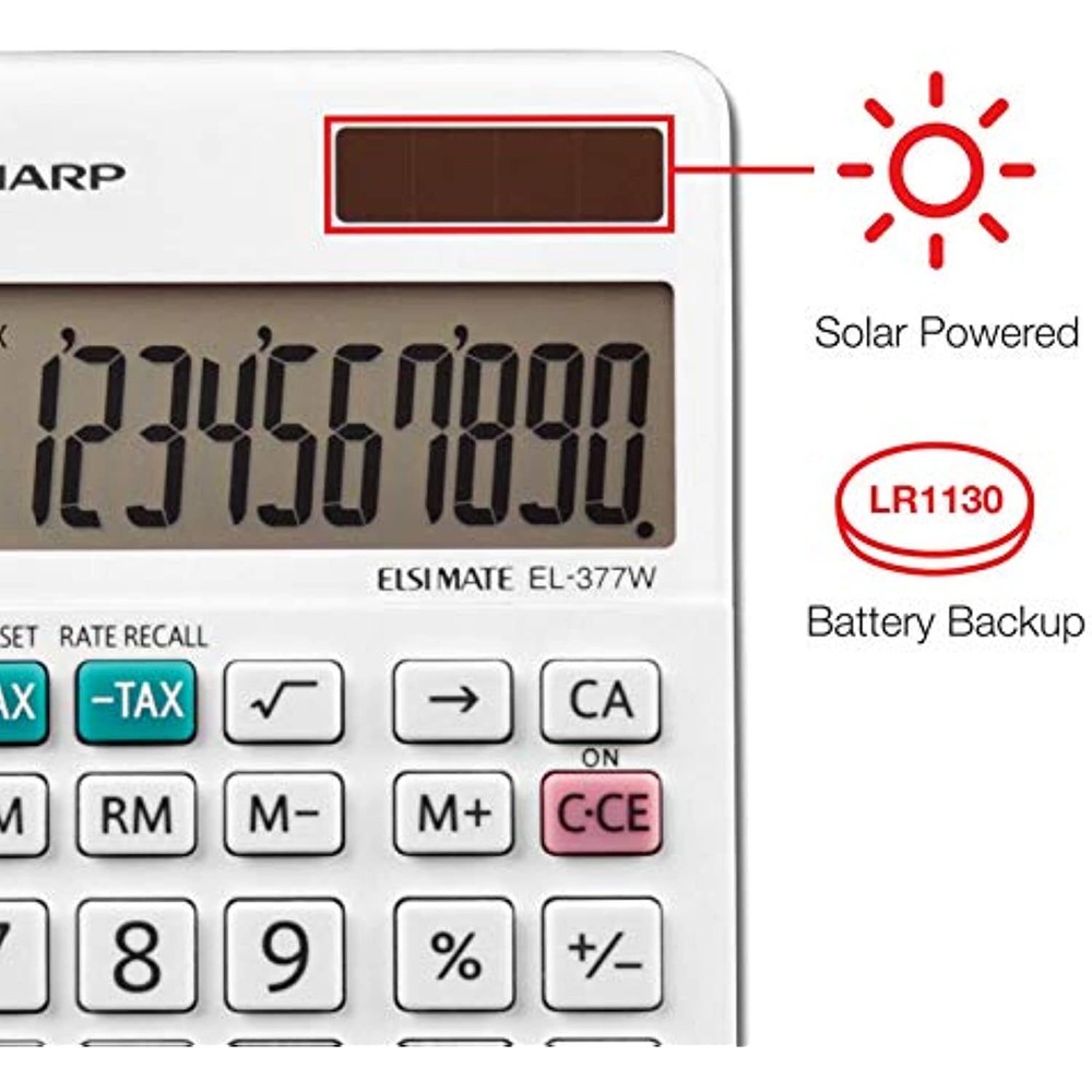 Sharp EL-377WB Business Calculator, White 2.75