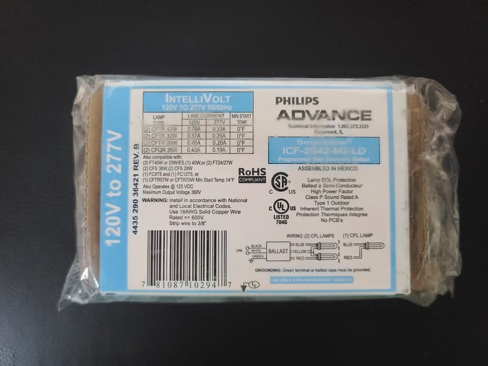 Philips Advance SmartMate ICF-2S42-M2-LD Programmed Start Electronic Ballast