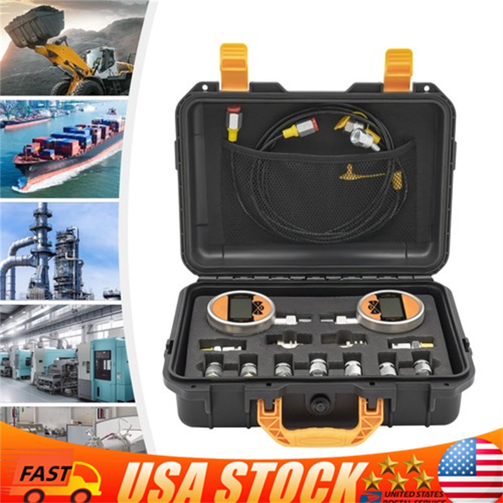 Digital Hydraulic Pressure Test Coupling Kit with 2 Gauges 2 Quick Connector