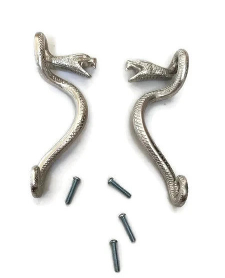 2 Heavy Curly Snake Solid Brass Door Handles 7" (18cm) Handmade Antique Pull Set