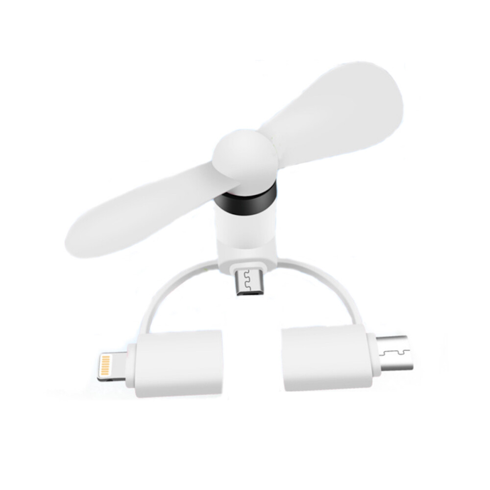 3-IN-1 smart PHONE COOLING Mini FAN for iPhone 5 6 7 8 X micro-B type-C android