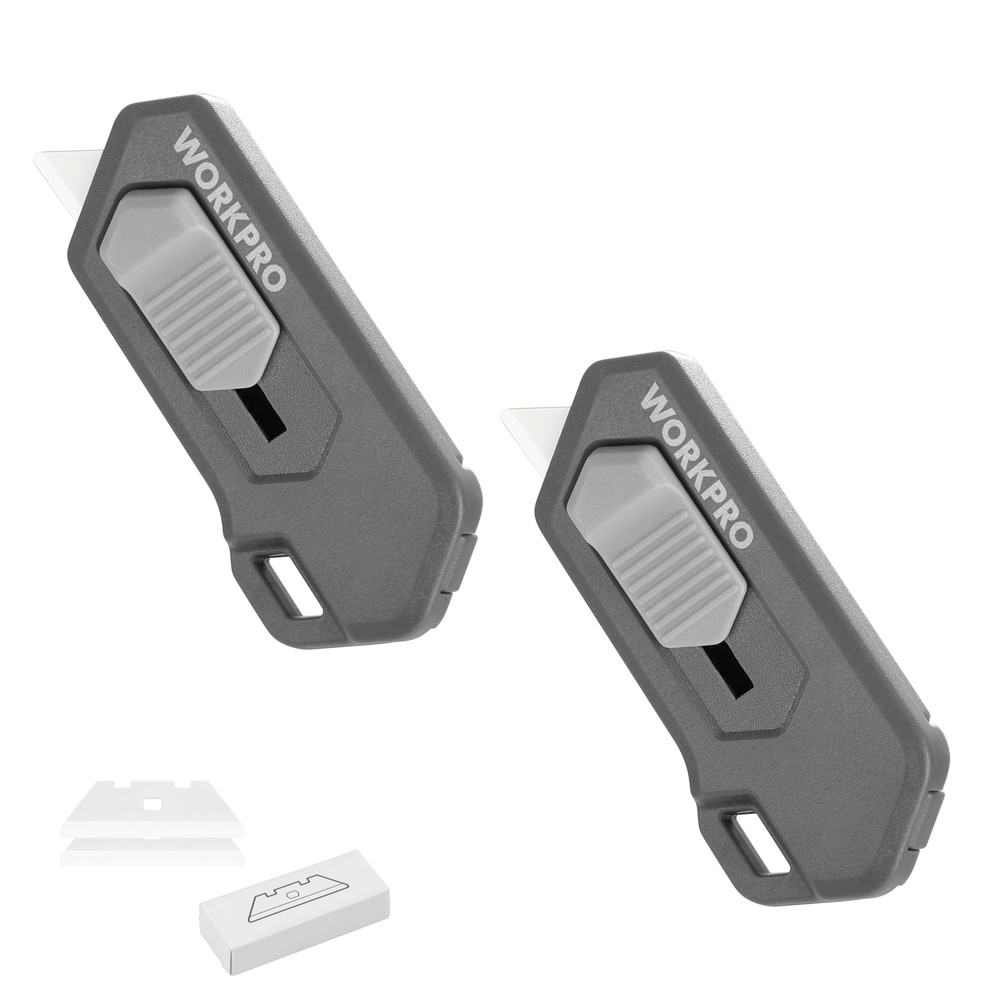 WORKPRO 2PIECE Safe Ceramic Box Cutter Small GRAY with Extra Blades Quick Change