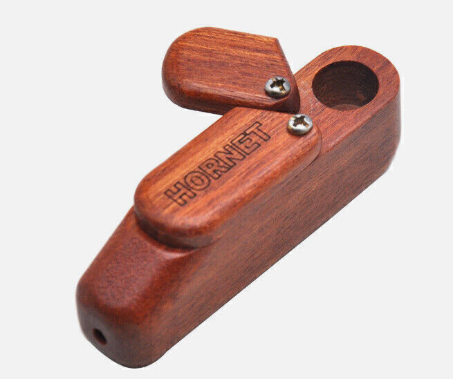 4-Pack Convenient Classic Handmade Wooden Rotary Pipe with Storage Durable