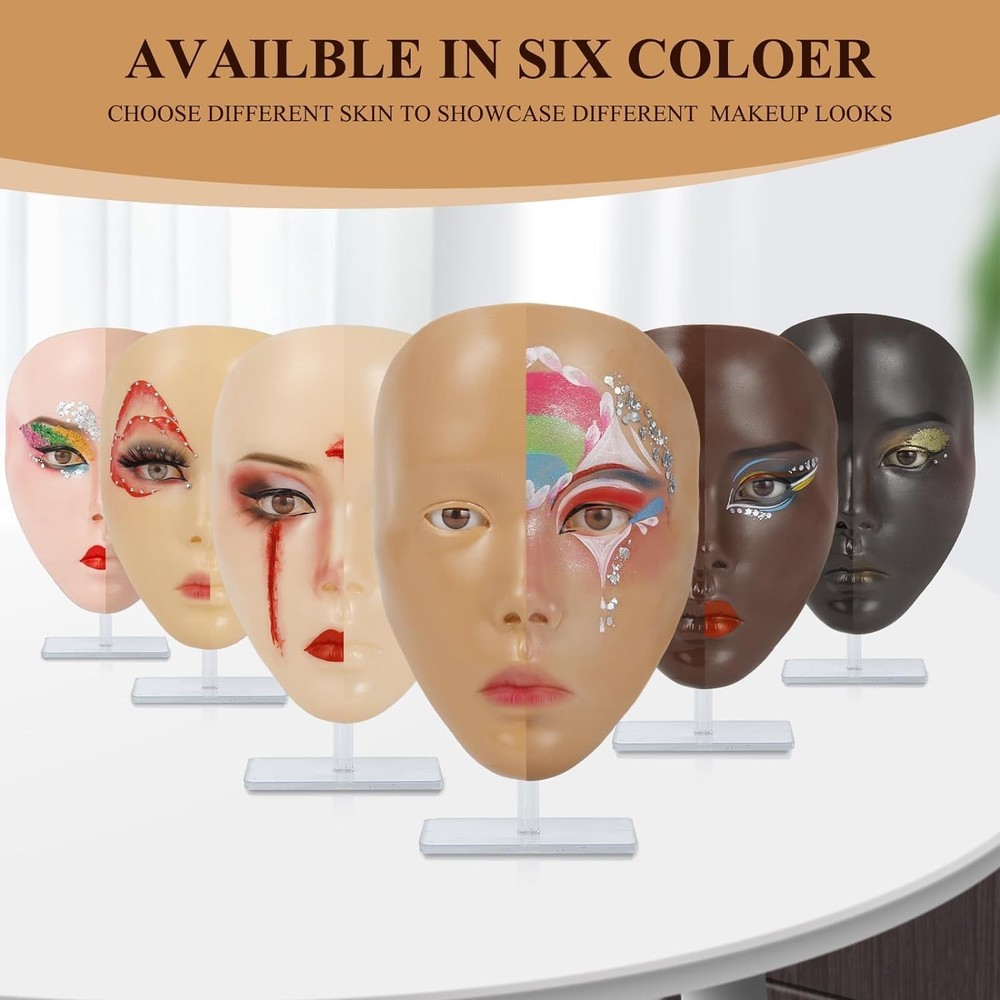 5D Reusable Silicone Makeup Practice Face Board With Stand For Beginners