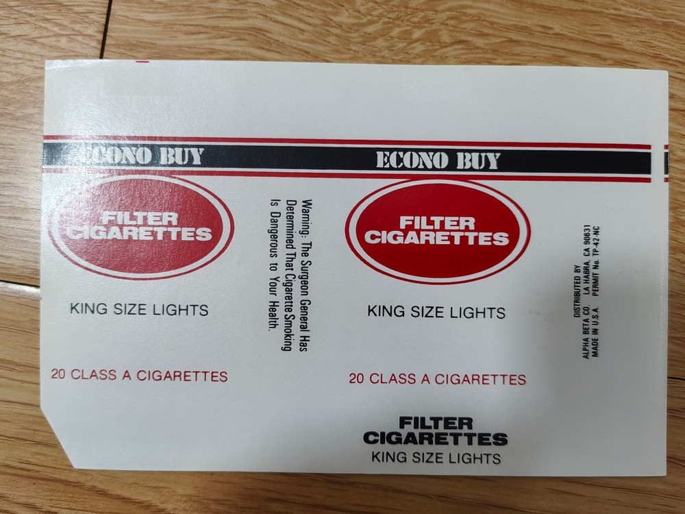 opened empty cigarette soft pack--84 mm-USA-Econo buy