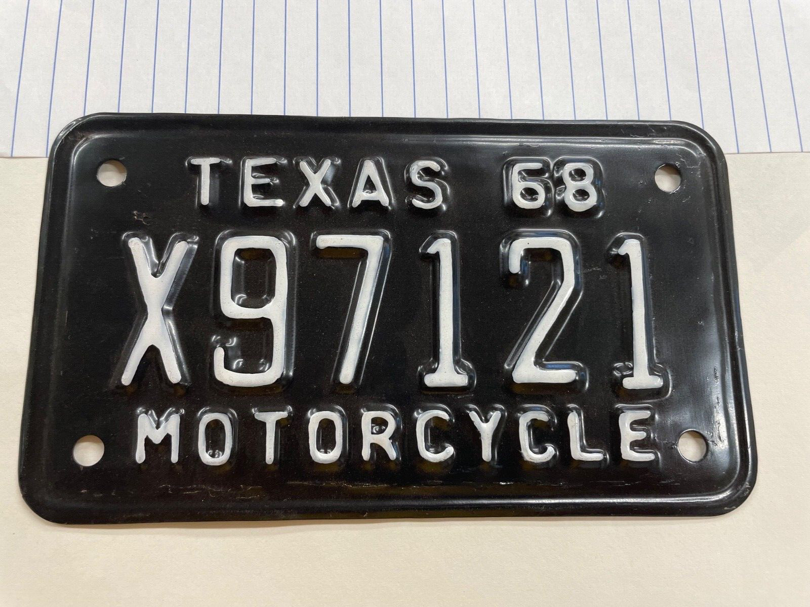 1968 TEXAS MOTORCYCLE RESTORED LICENSE PLATE