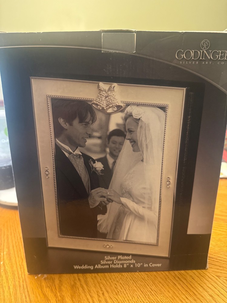 godinger silver art co silver plated silver diamonds wedding album 8”10”  cover