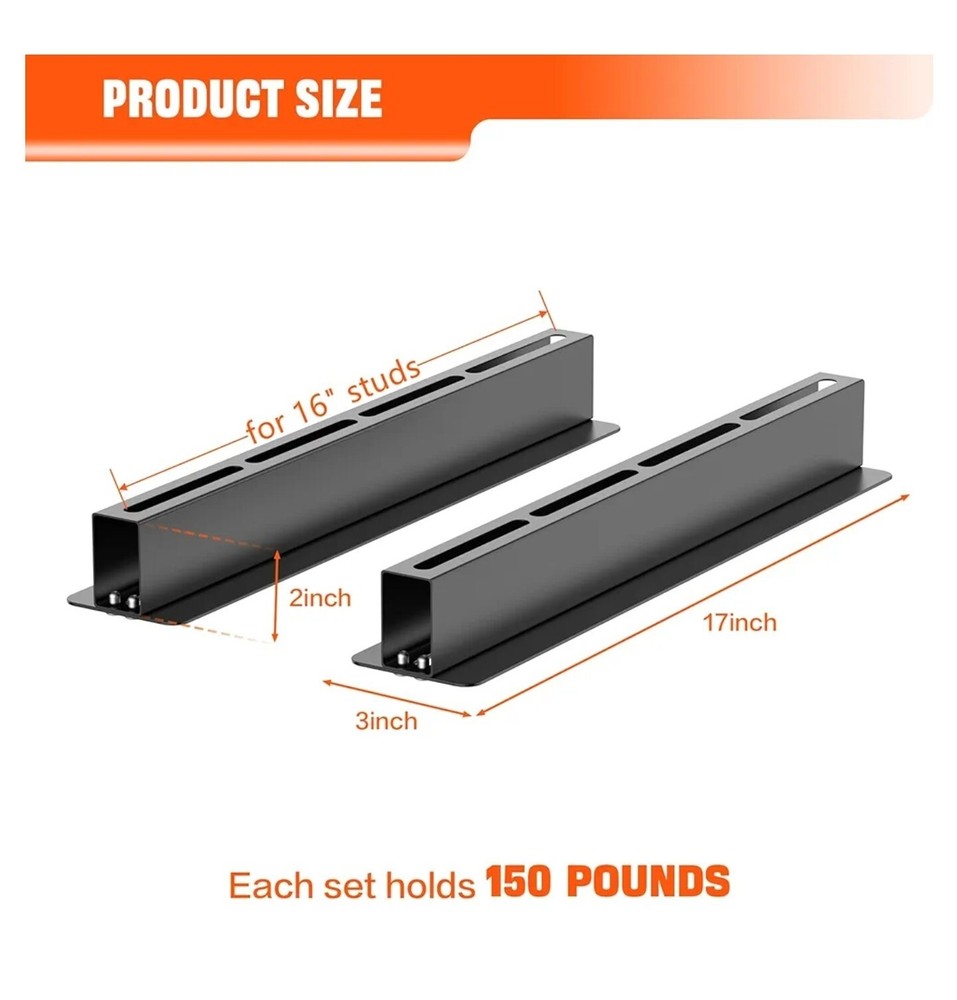 TORACK Garage 16\" Studs Ceiling Storage Rack, Overhead Tote Storage Rail System