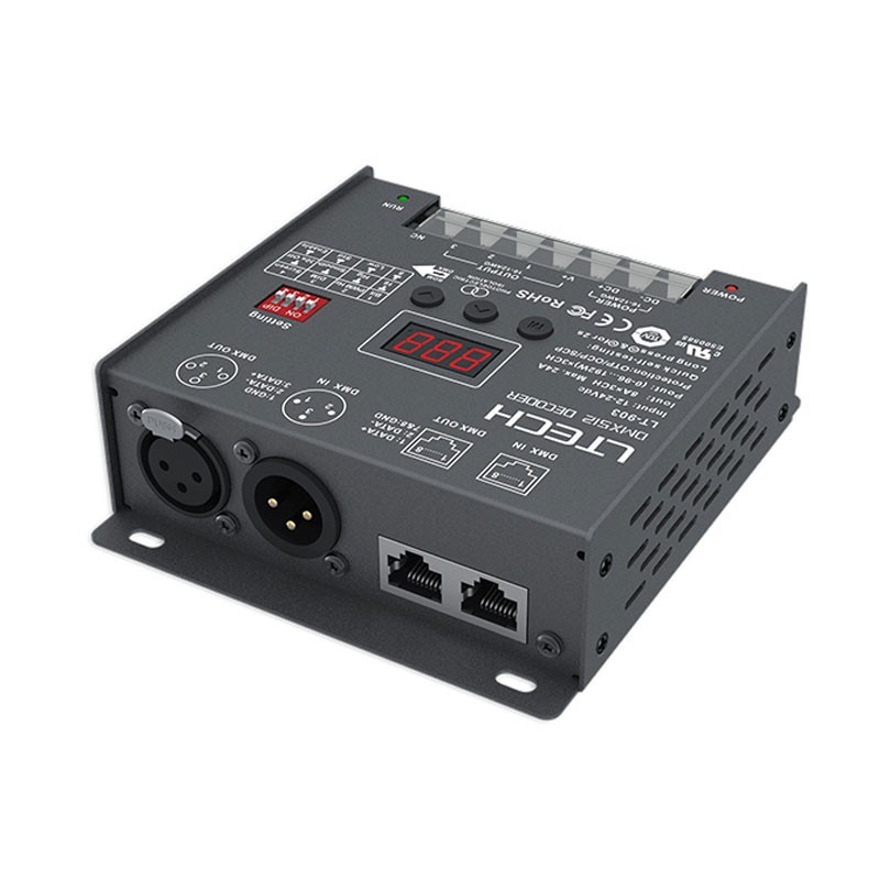 LTECH LT-905 DMX512 DECODER, 5-CHANNEL, 25 amp max