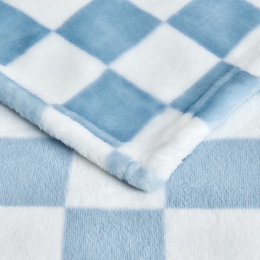 Checkered Blanket Flannel Throw Blankets Soft Cozy Checkered Grid Print Chess...