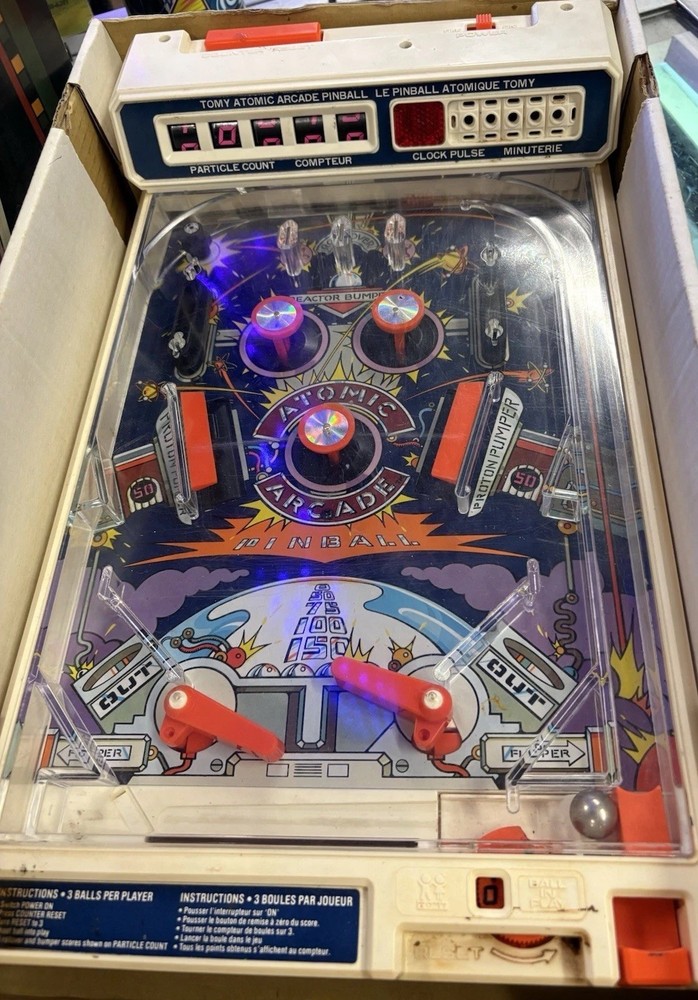 Vintage Atomic Arcade Pinball Machine TOMY