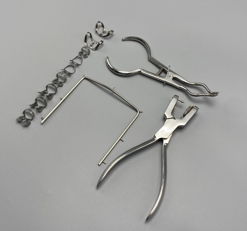 Rubber Dam Starter Set Kit with Frame Punch Clamps Dental Instruments Dam Sheets