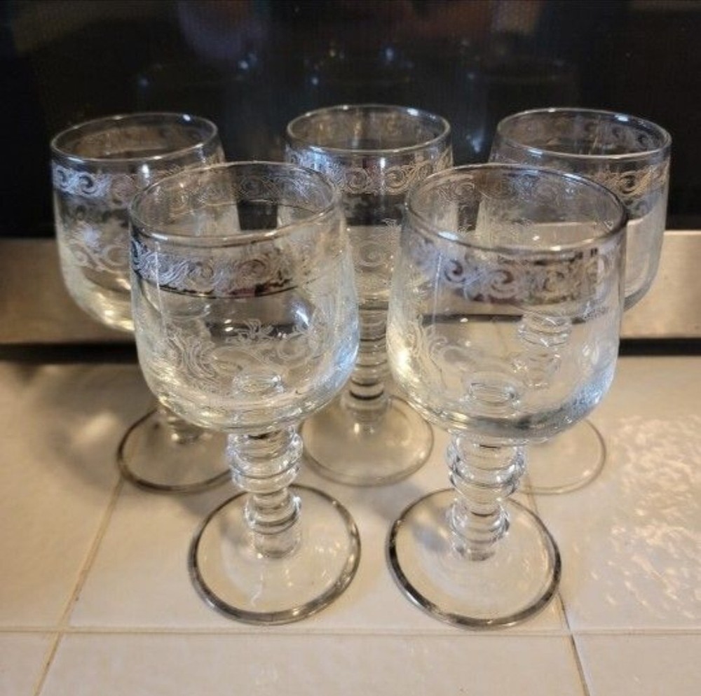 5 Vintage Crystal Goblets