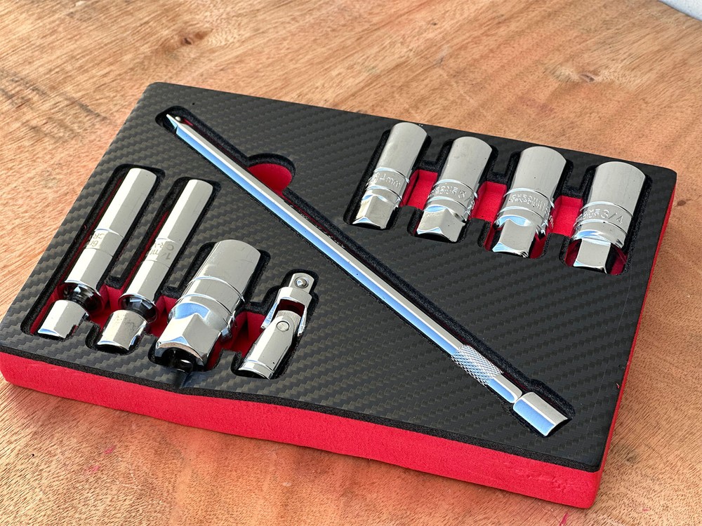 9PC 3/8" Dr. Magnetic Thin Wall Spark Plug Socket Set w/Universal Swivel Joint