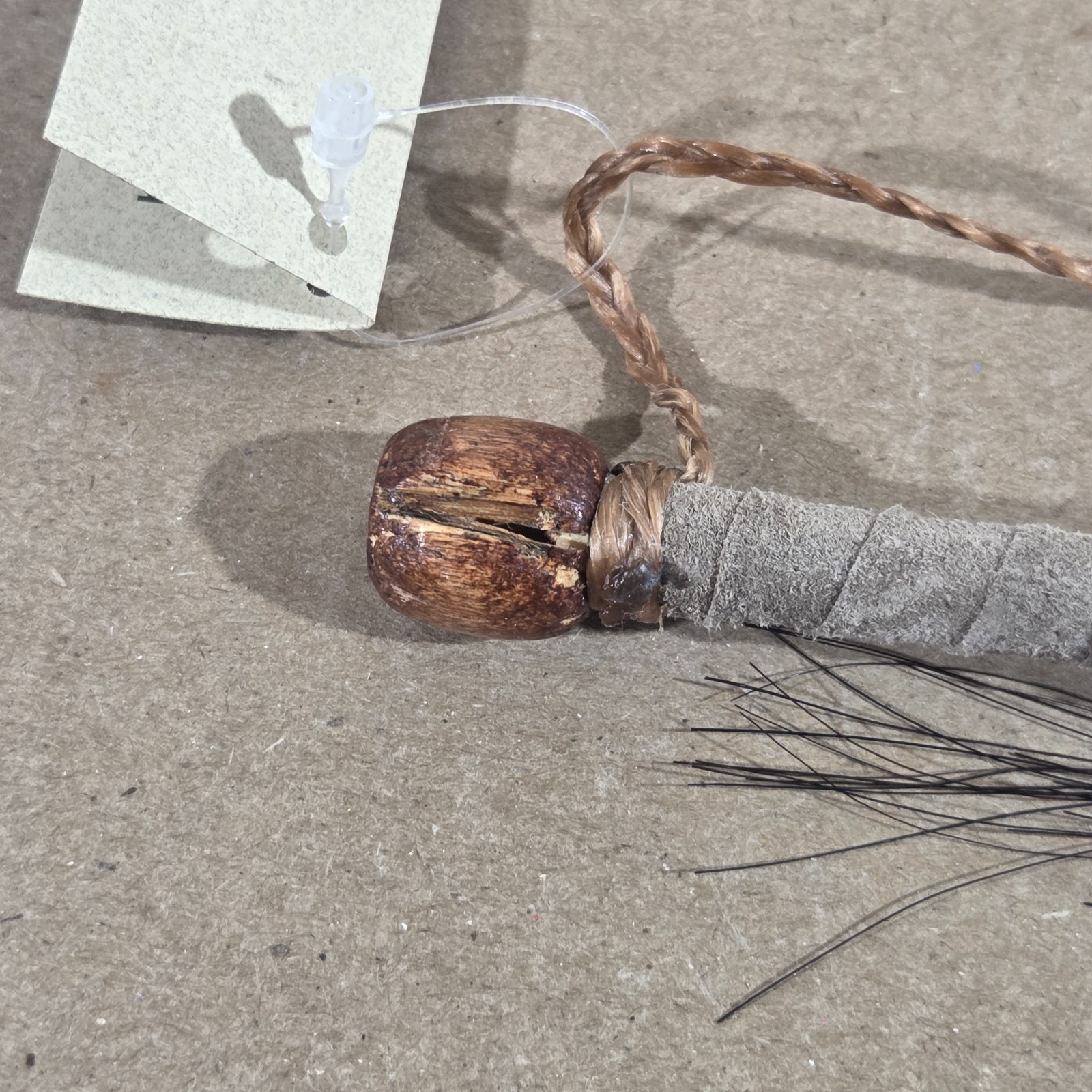 Authentic Navajo Peace Pipe 6" Handcrafted Blue Beads leather wood stag